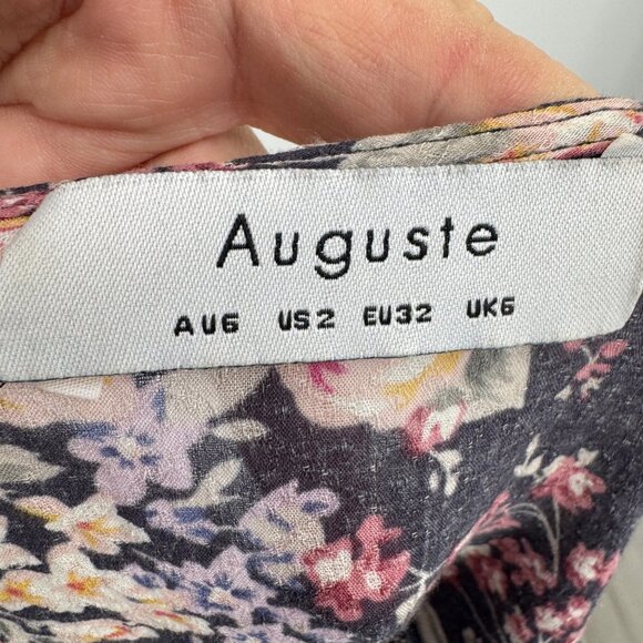 Auguste the Label Dahlia Cascade Wrap Mini Ink Woman’s size 2 floral wrap dress - Picture 9 of 12